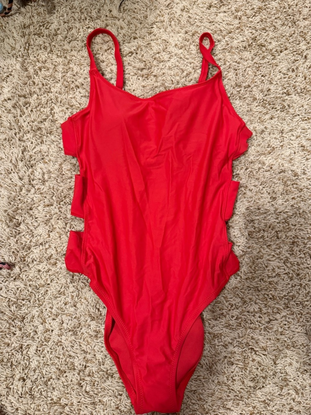 Shade & Shore Bright Red Side-Cut One-Piece Swimsuit
